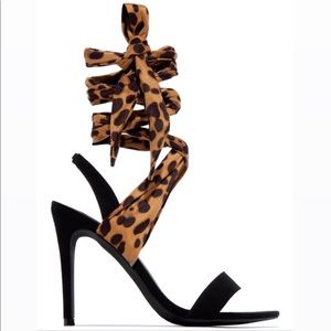 Leopard Ankle Tie Black Heel